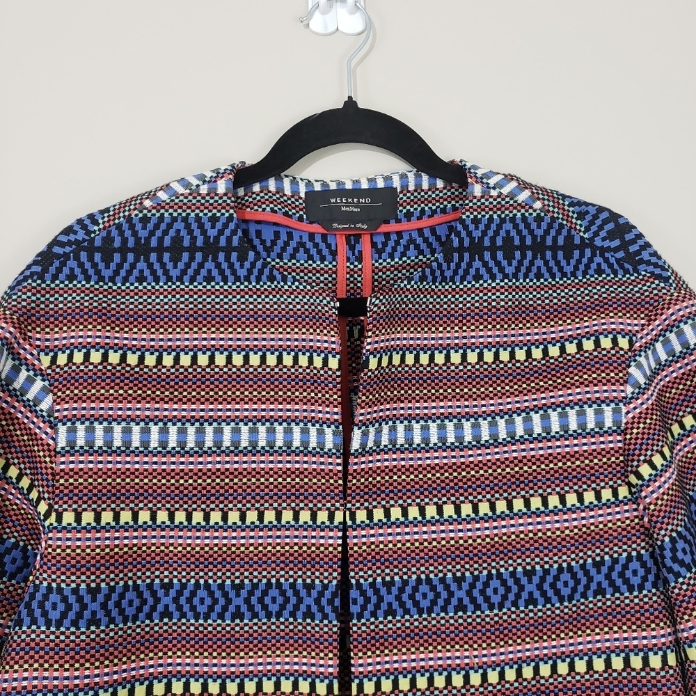 Weekend Max Mara Basketweave Tribal Pattern Cropped Jacket Size 6 - Picture 4 of 13